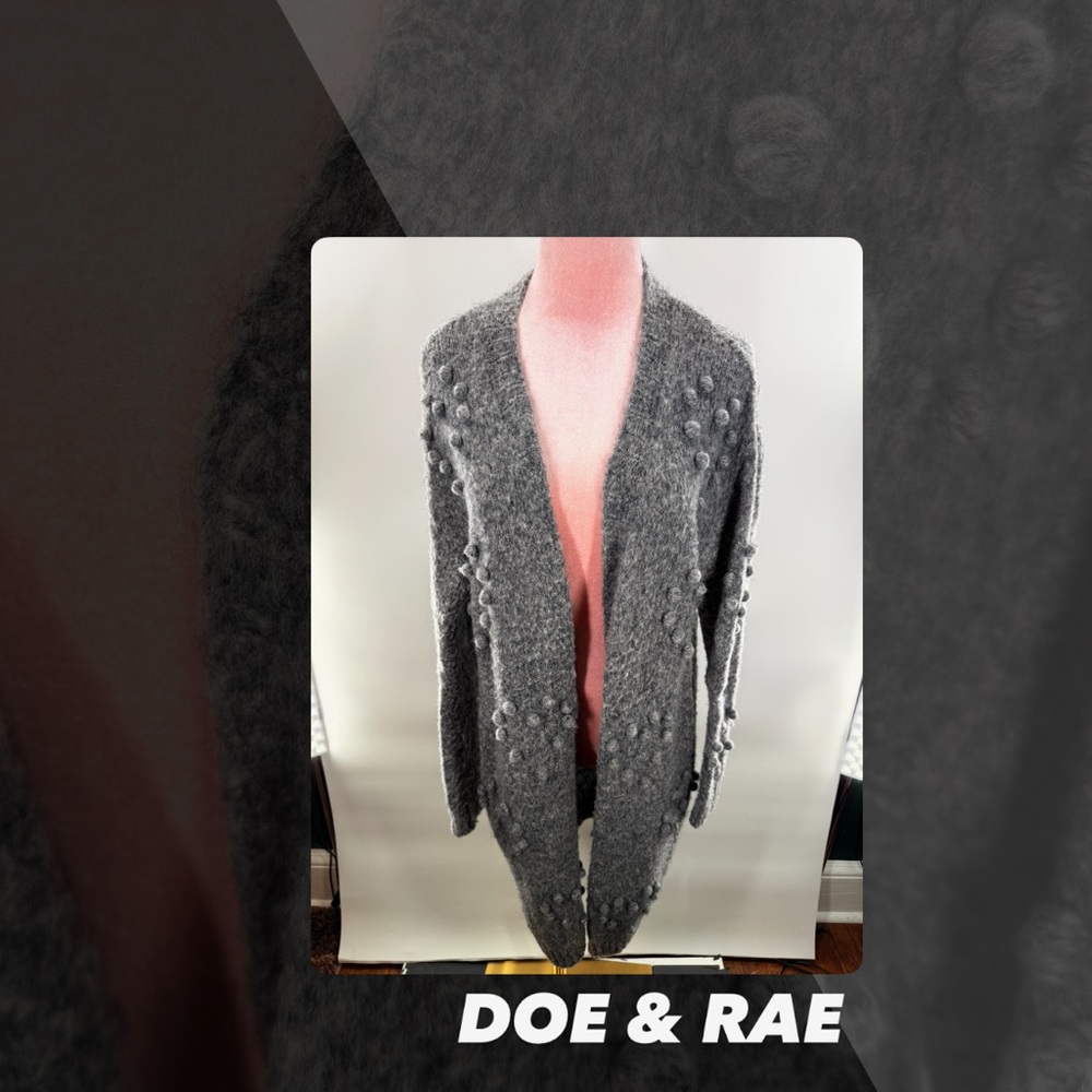EUC Doe & Rae Pom Pom Heart Cardigan